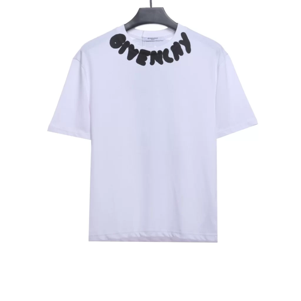 Neckline graffiti print letters short sleeve